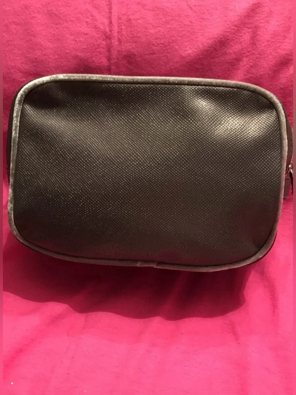 Lancôme Dark Gray Metallic Shimmer Cosmetic/Makeup Beauty Bag